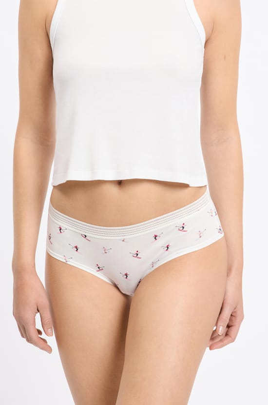 Set of 3 Cotton and Lace Boyshorts with Pattern;${refinementColor}