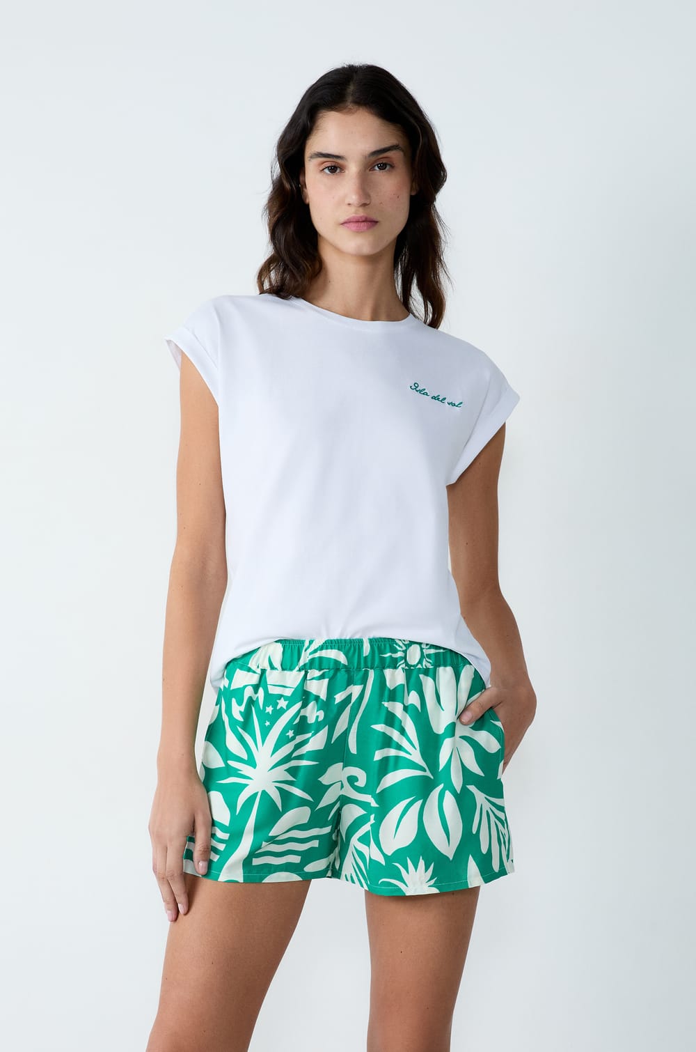 Pantalones cortos de pijama estampados;${refinementColor}