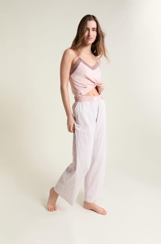 Pantalon de pyjama &agrave; rayures avec coton;${refinementColor}