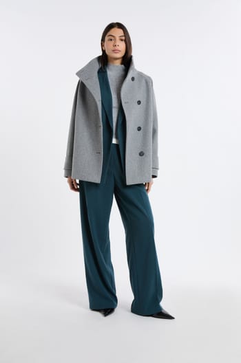 Manteau à col cheminée avec laine;${refinementColor}