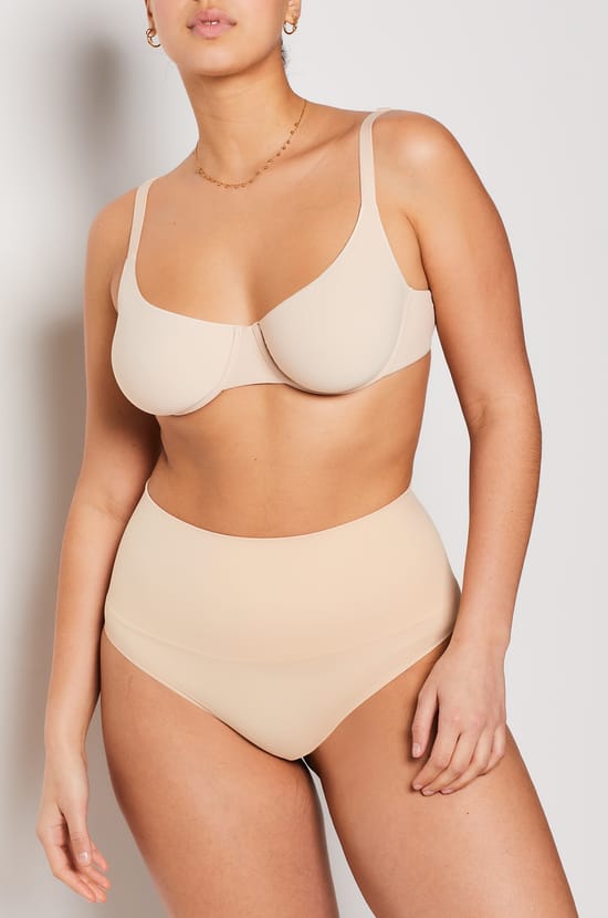 High-Waisted Shaping Thong - Medium Support;${refinementColor}