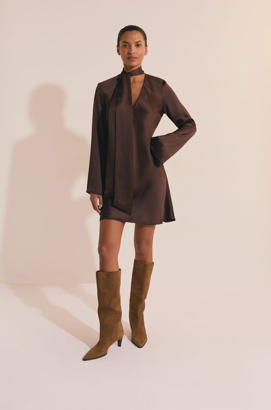 Robe courte satin&eacute;e;${refinementColor}