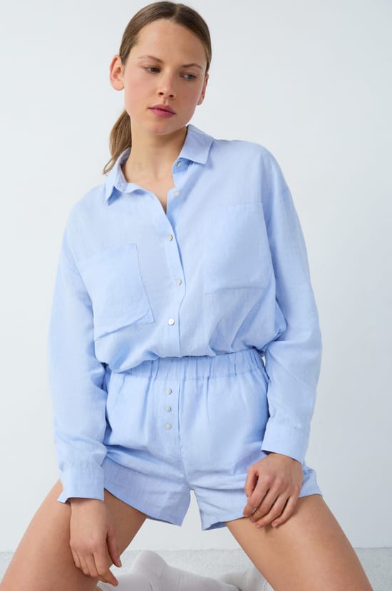 Linen Pyjama Shorts;${refinementColor}