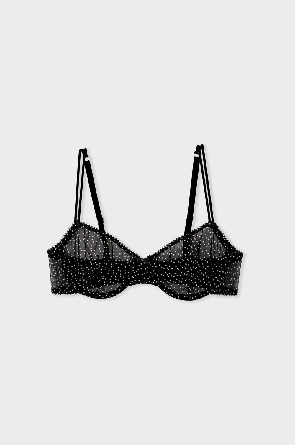 Classic bra in polka dot tulle;${refinementColor}