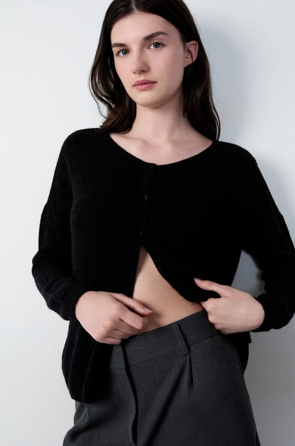 Button-Back Cardigan;${refinementColor}