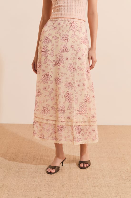 Jupe longue &agrave; motifs;${refinementColor}