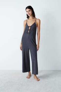 Combinaison de pyjama large en coton à nœuds;${refinementColor}