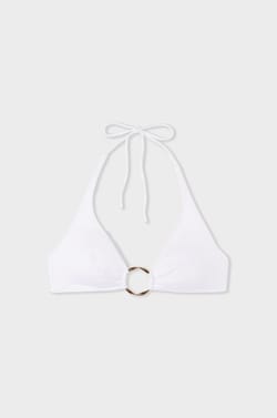 Triangle Bikini Top With Ring Detail;${refinementColor}