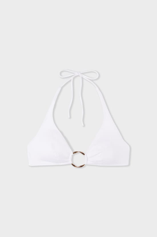 Triangle Bikini Top With Ring Detail;${refinementColor}