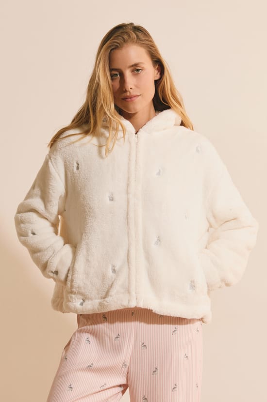 Veste avec capuche &agrave; motifs lapins;${refinementColor}