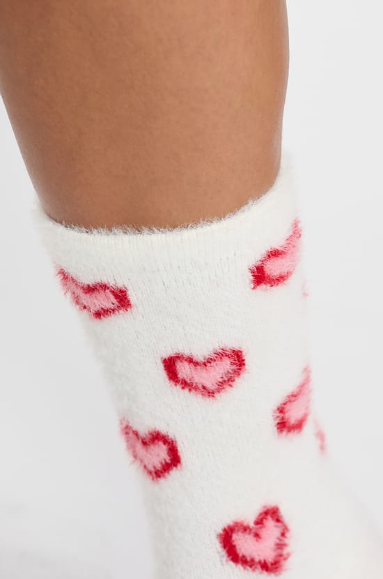 Chunky Knit Socks with Heart Motifs;${refinementColor}