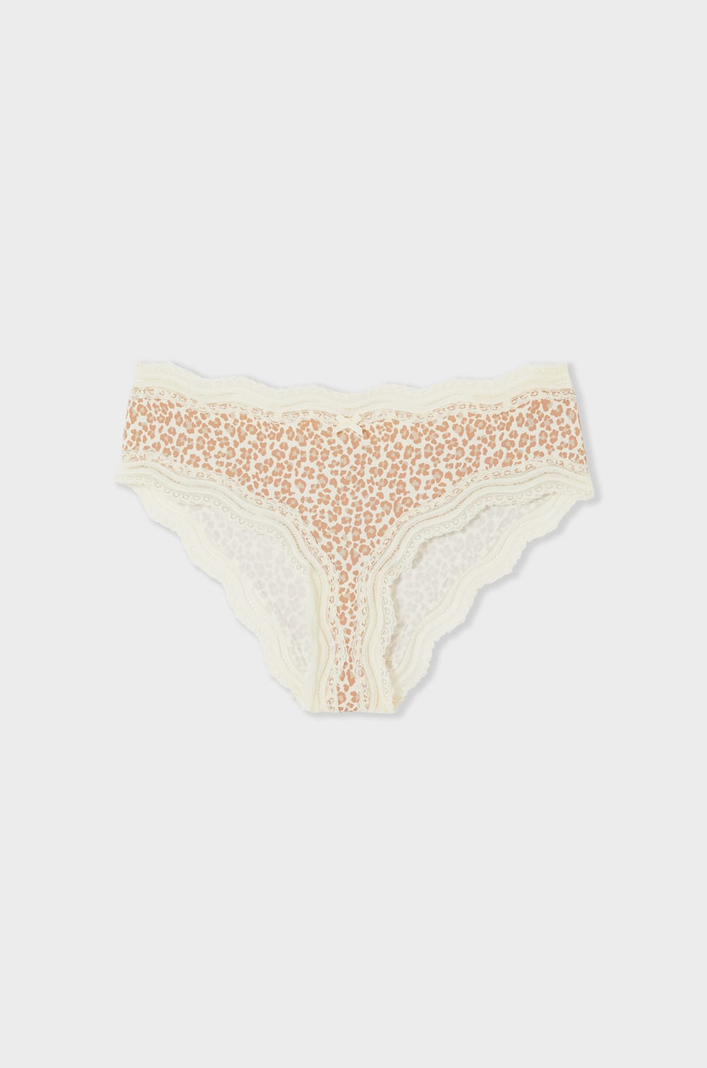 Leopardenmuster Mikrofaser Shorty mit Spitzenbesatz;${refinementColor}