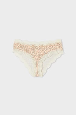 Leopardenmuster Mikrofaser Shorty mit Spitzenbesatz;${refinementColor}