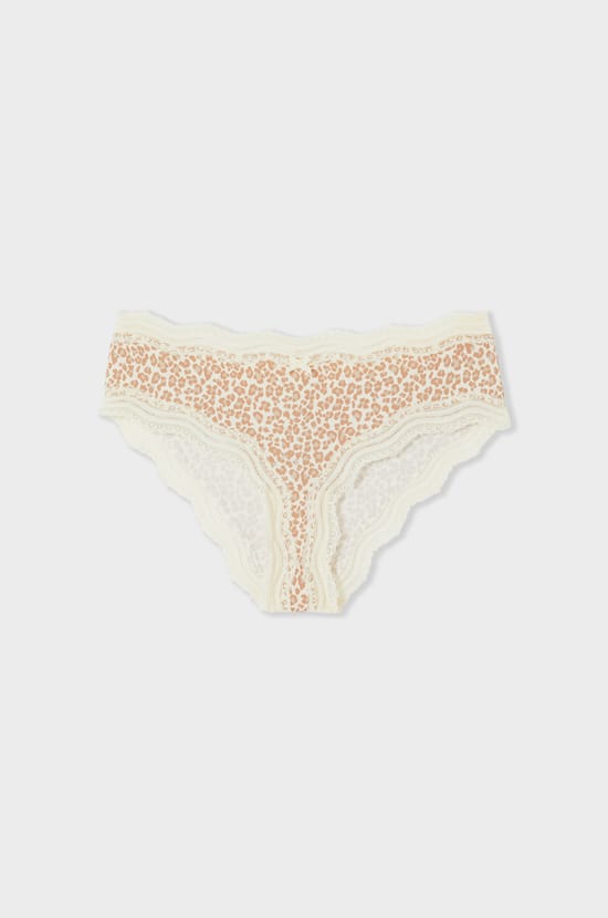 Microfiber boyshort with lace trim;${refinementColor}