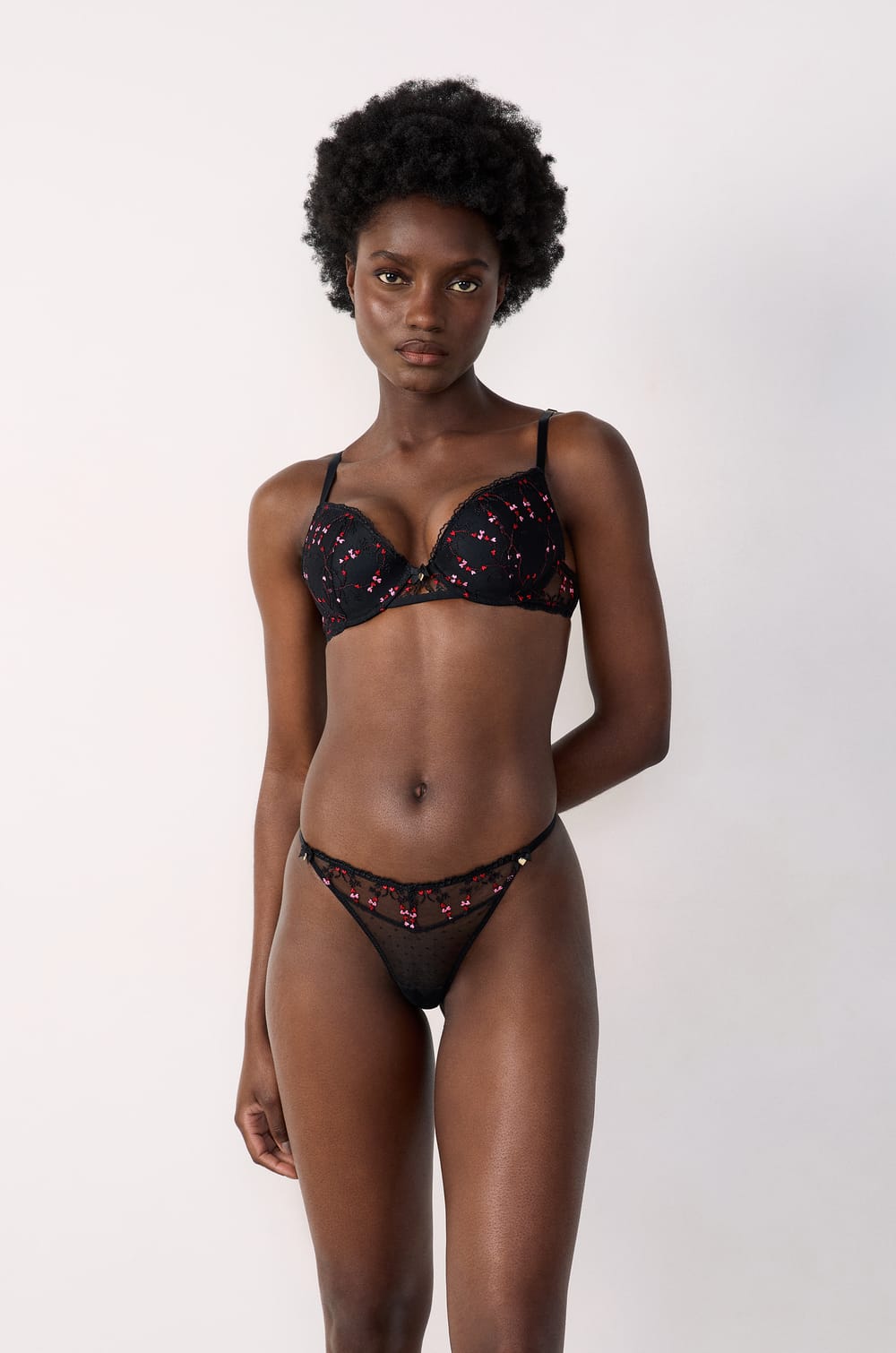 Embroidered Tulle Thong;${refinementColor}
