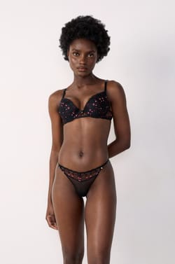 Embroidered Tulle Thong;${refinementColor}