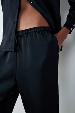 Satin Carrot-Cut Pyjama Trousers;${refinementColor}