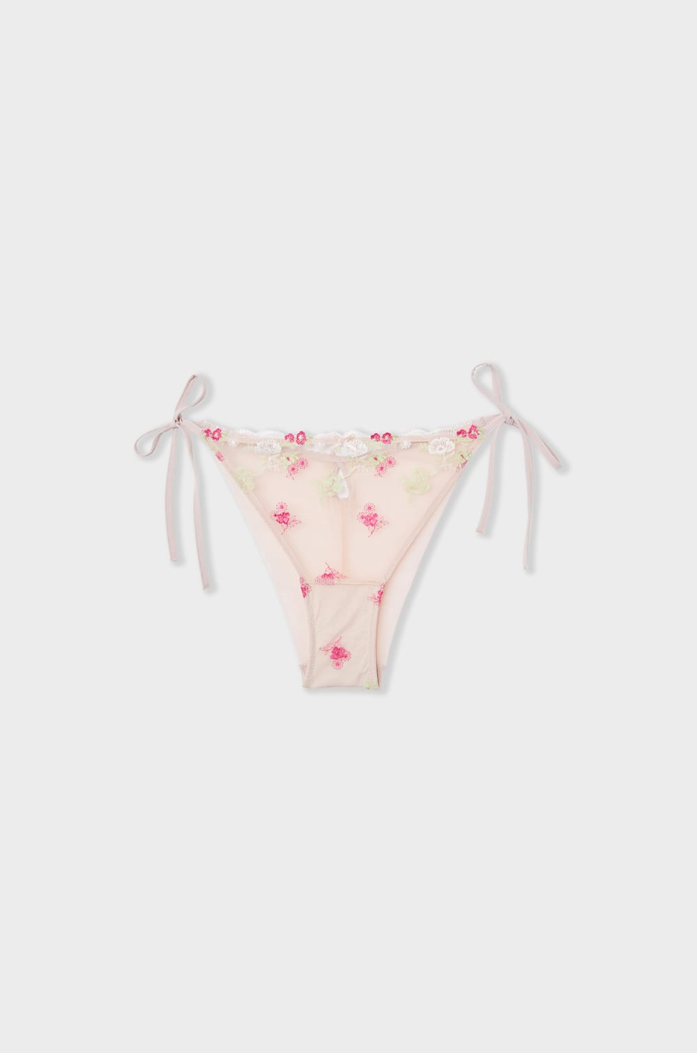 Tie-Side Briefs in Embroidered Tulle;${refinementColor}