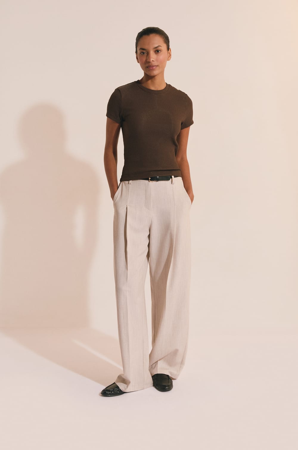 Ribbed Cotton T-shirt;${refinementColor}