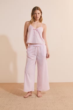Pantalon de pyjama &agrave; rayures en coton;${refinementColor}