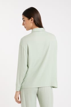 Chemise de pyjama manches longues satin&eacute;e;${refinementColor}