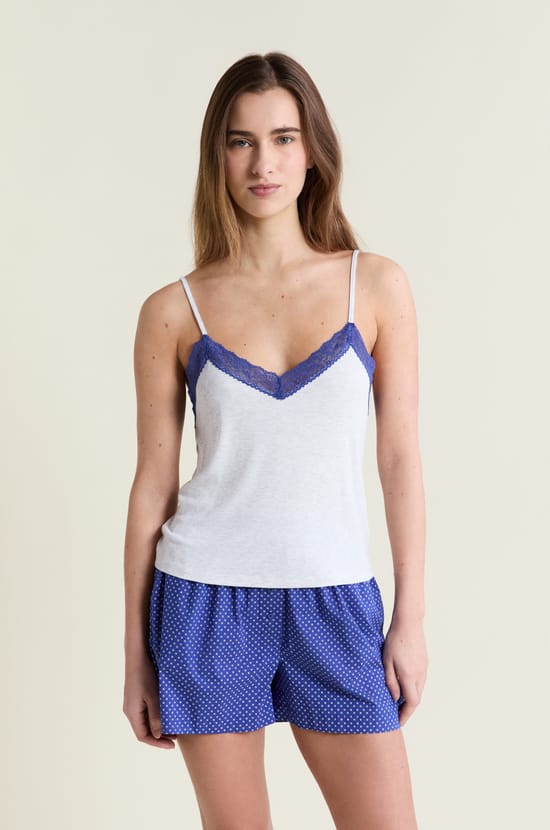 Two-Tone Tank Top With Lace Details;${refinementColor}