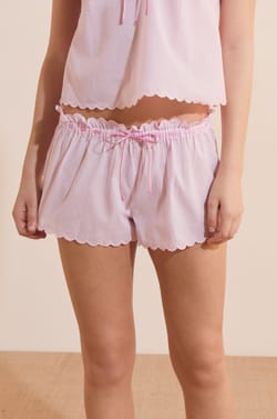 Pantal&oacute;n corto de pijama de algod&oacute;n a rayas;${refinementColor}