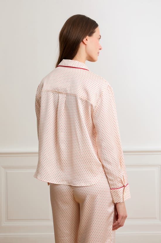 Chemise satin&eacute;e &agrave; pois;${refinementColor}
