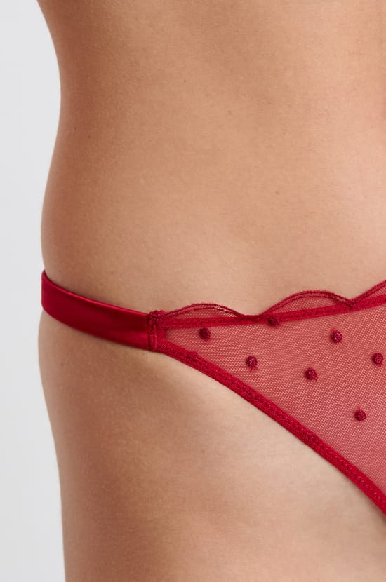 Embroidered detail thong;${refinementColor}