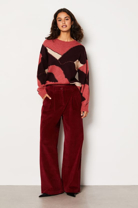 Pull col rond à motifs;${refinementColor}