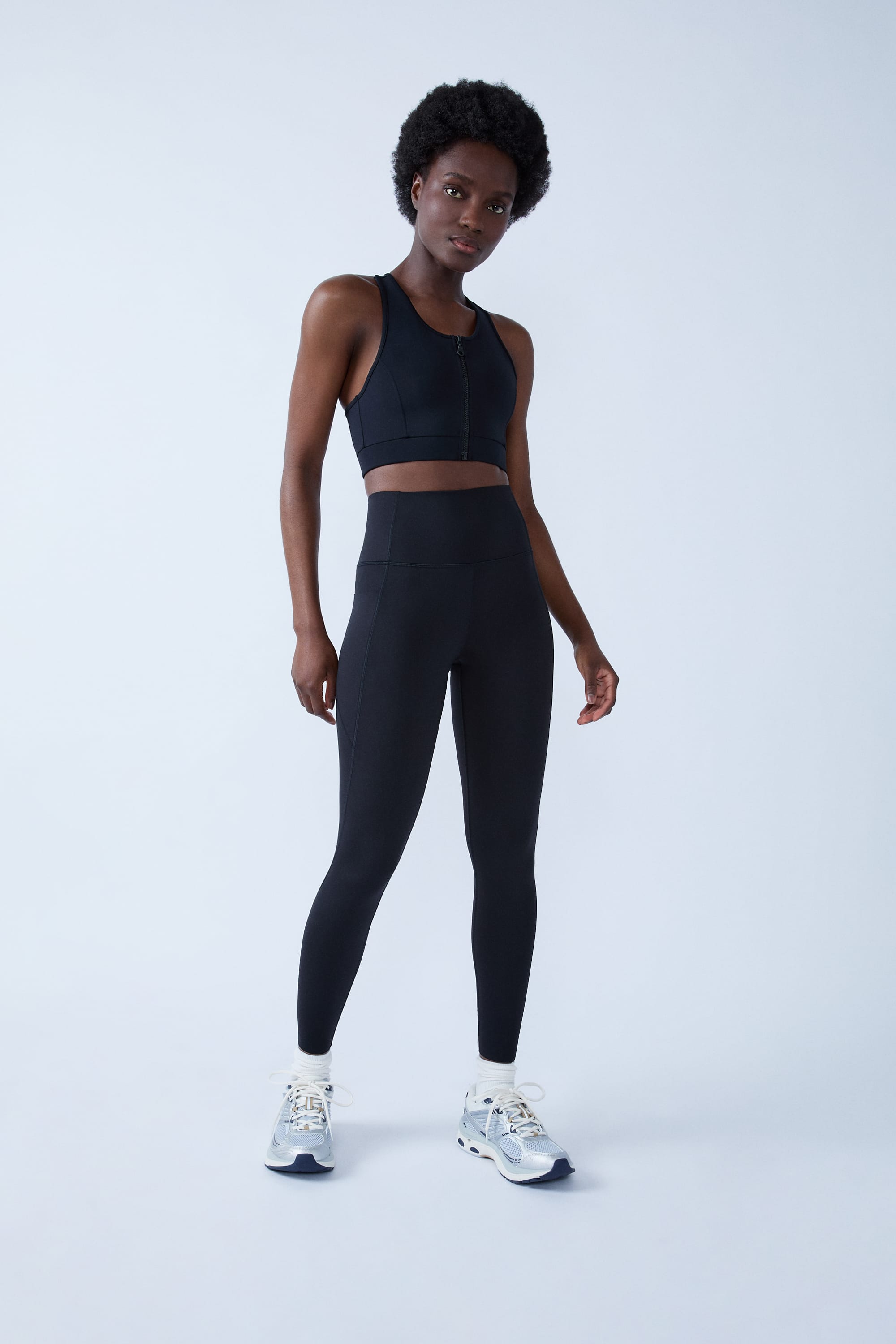 Leggings noir taille haute ventre plat amincissant jambes affinée et molletonné à l'intérieur
