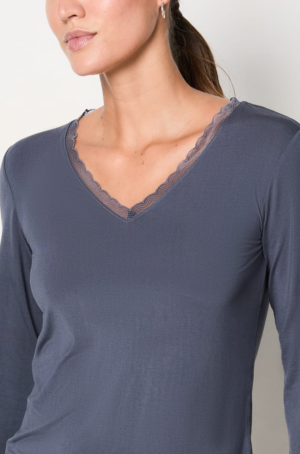 Long Sleeve Thermal Knit T-Shirt;${refinementColor}
