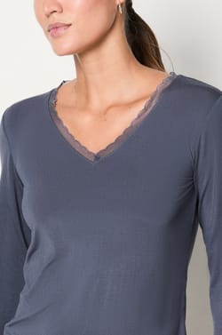 Long Sleeve Thermal Knit T-Shirt;${refinementColor}