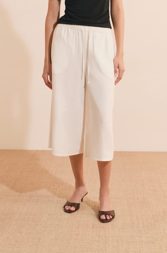 Jupe-culotte en lin m&eacute;lang&eacute;;${refinementColor}