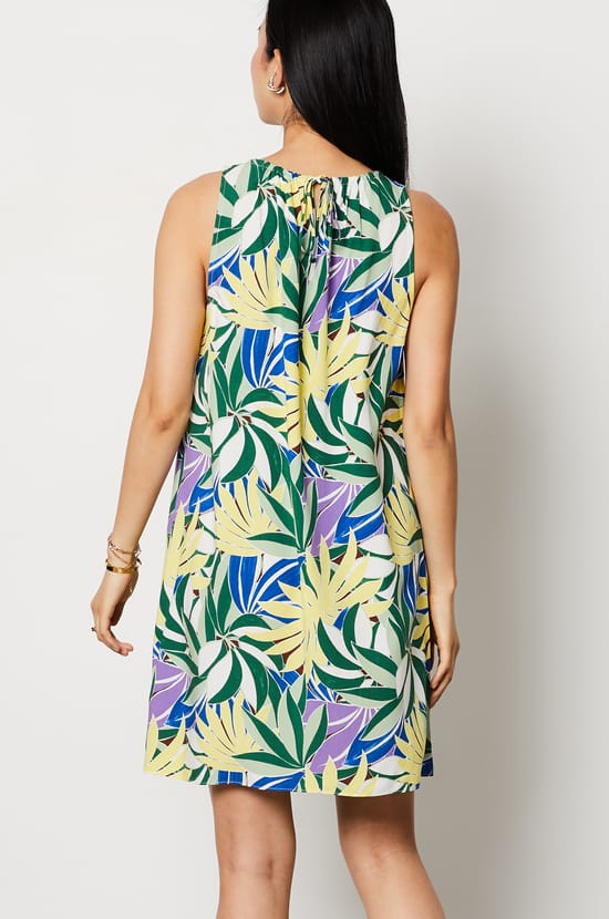 Sleeveless Floral Short Dress;${refinementColor}