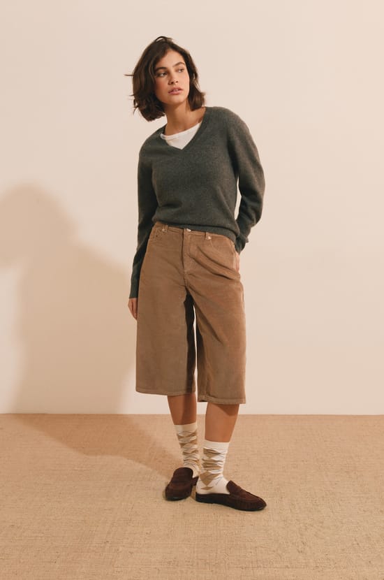 Jupe-culottes en velours c&ocirc;tel&eacute;;${refinementColor}