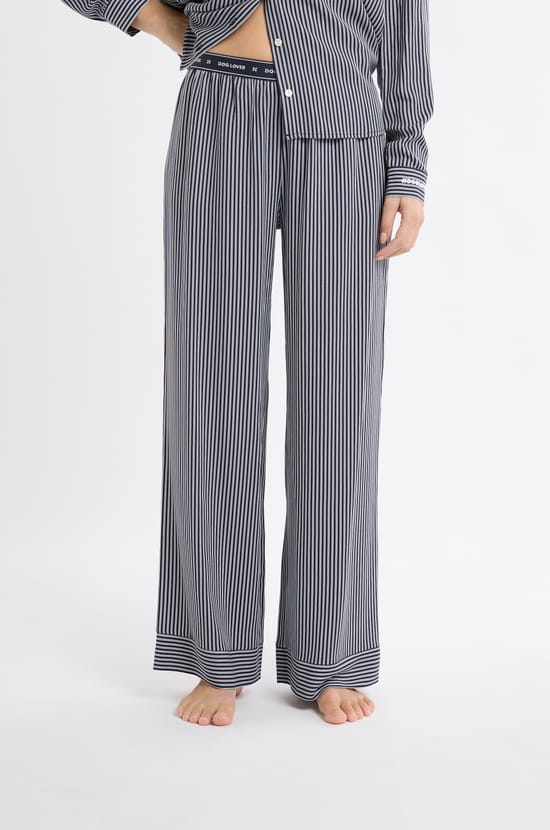 Striped Pyjama Trousers with Elasticated Waist;${refinementColor}