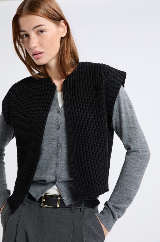 Gilet sans manches grosse maille;${refinementColor}