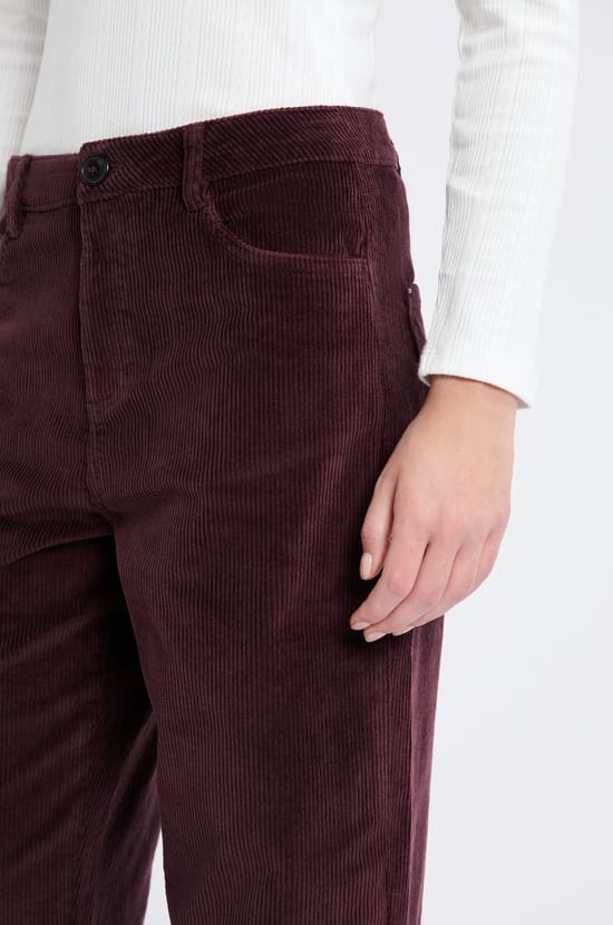 Pantalon droit en coton effet velours;${refinementColor}
