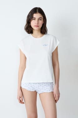 T-shirt manches courtes en coton broderie "Amour;${refinementColor}