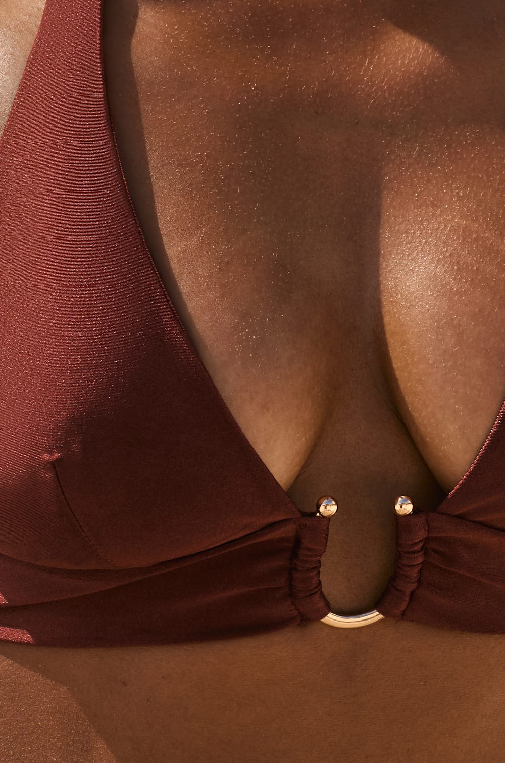 Iridescent Triangle Bikini Top with Ring Tie;${refinementColor}