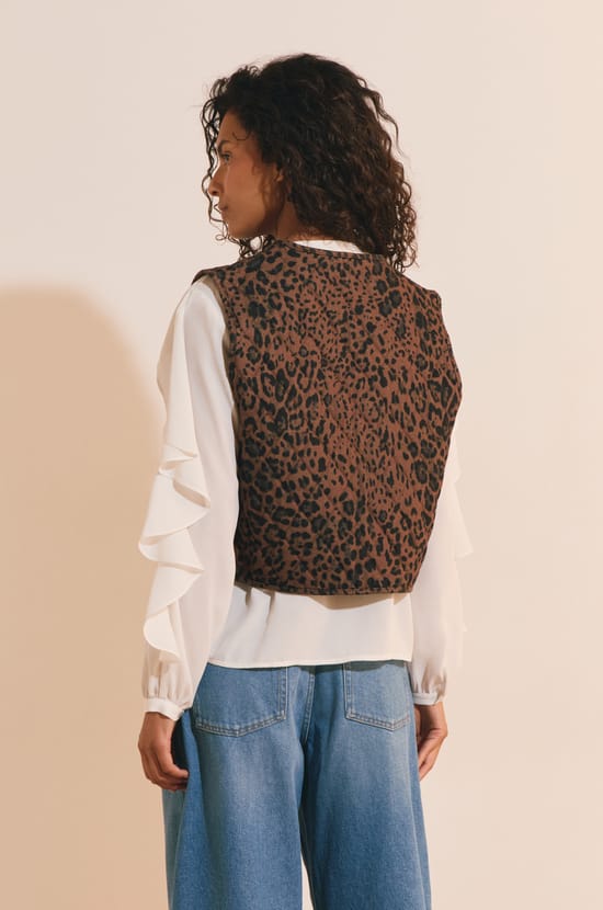 Gilet sans manches en coton &agrave; motifs;${refinementColor}