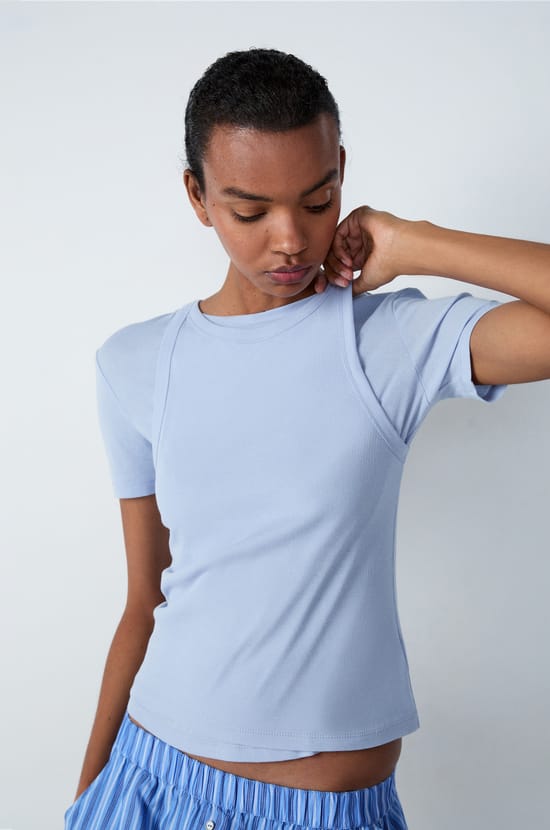 Débardeur côtelé en coton;${refinementColor}