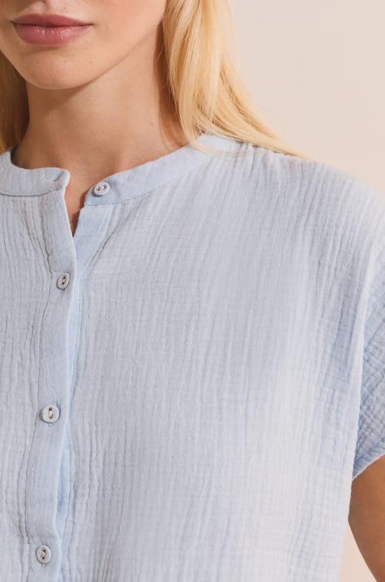 Chemise de pyjama en gaze de coton;${refinementColor}