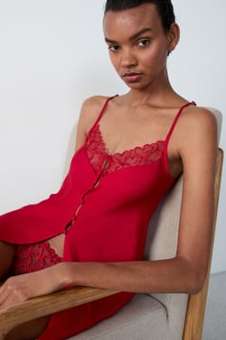 Short Satin Nightdress With Hearts;${refinementColor}