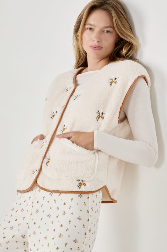 Gilet sans manches à fleurs;${refinementColor}