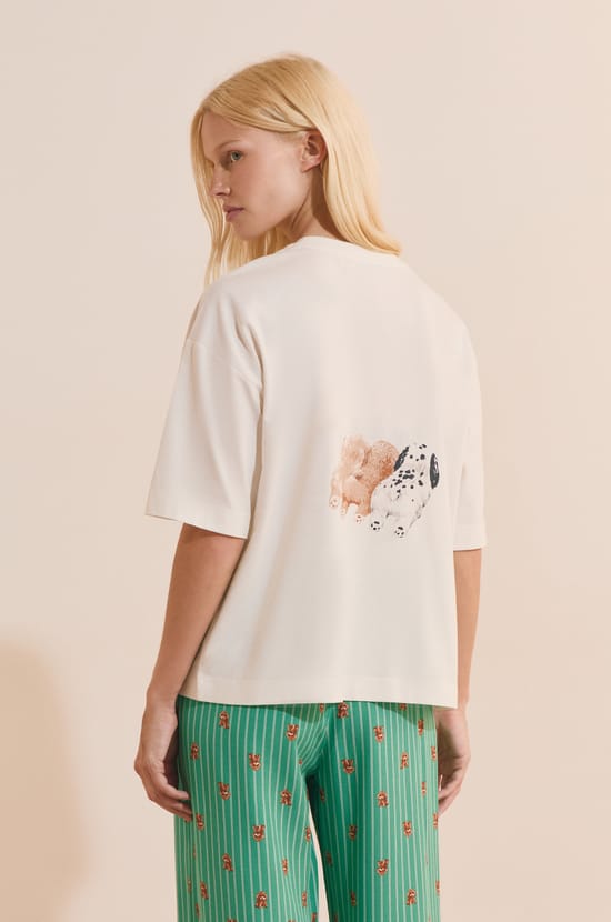 T-shirt avec motifs chiens en coton;${refinementColor}