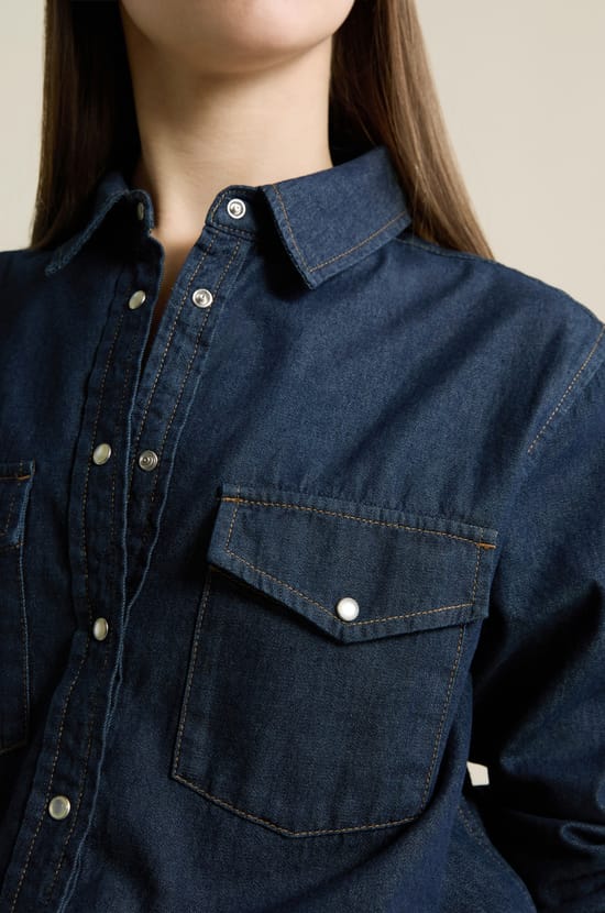 Denim effect shirt;${refinementColor}