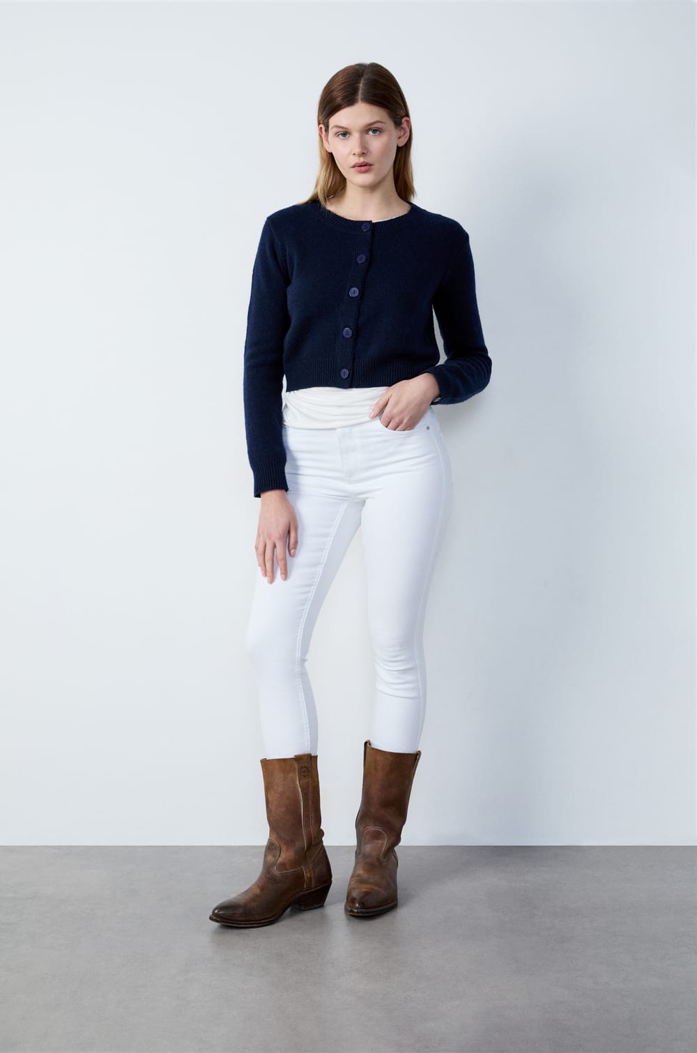 Short Buttoned Cardigan;${refinementColor}