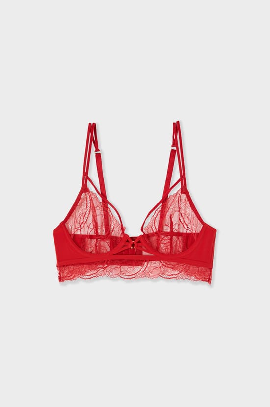 Soutien-gorge bustier en dentelle et liens;${refinementColor}